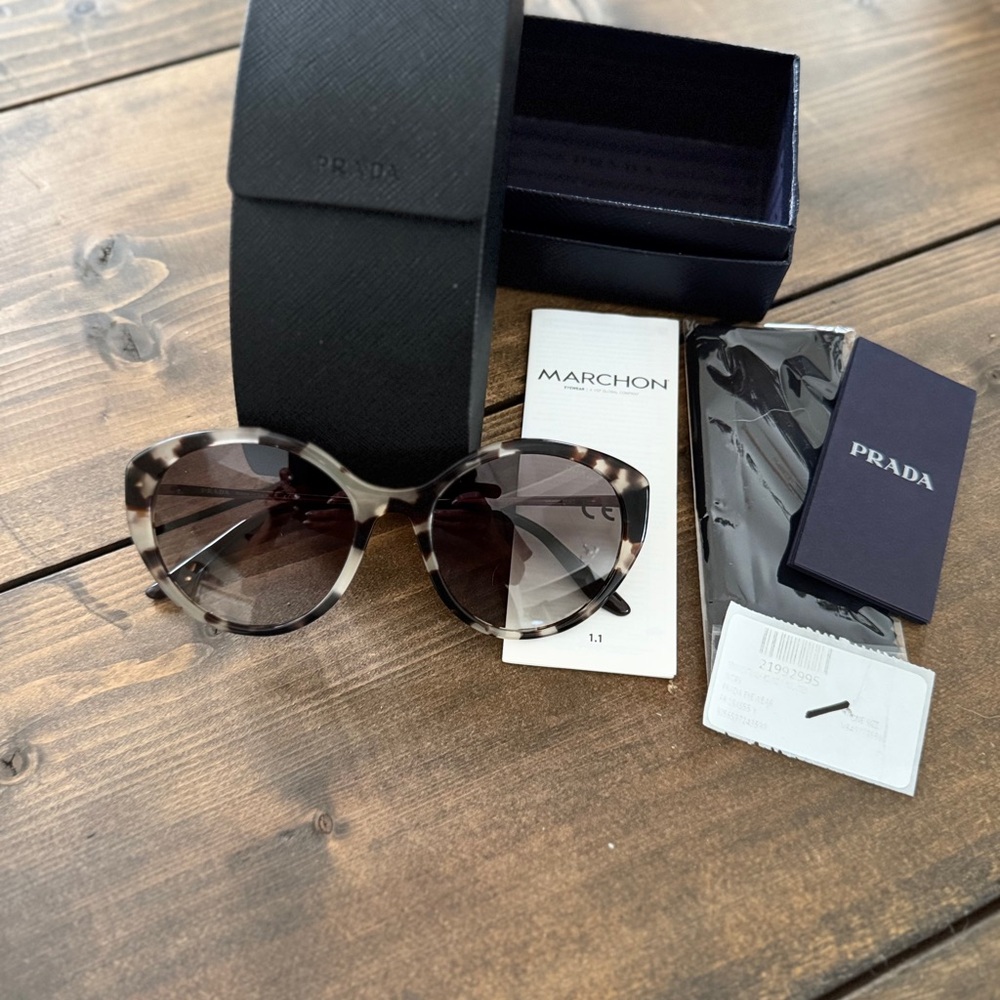 Prada PR 18X UAO0A7 Cat Eye Sunglasses Brown Authentic.